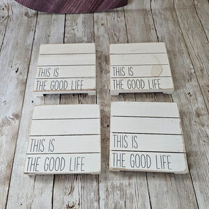 Unbranded Wood Coasters, 4pcs, White